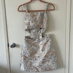 Express Cream Jacquard Cut Out Dress size 4